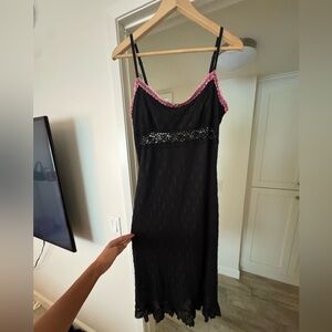 Vintage Betsy Johnson black rose dress, size Large, great condition!